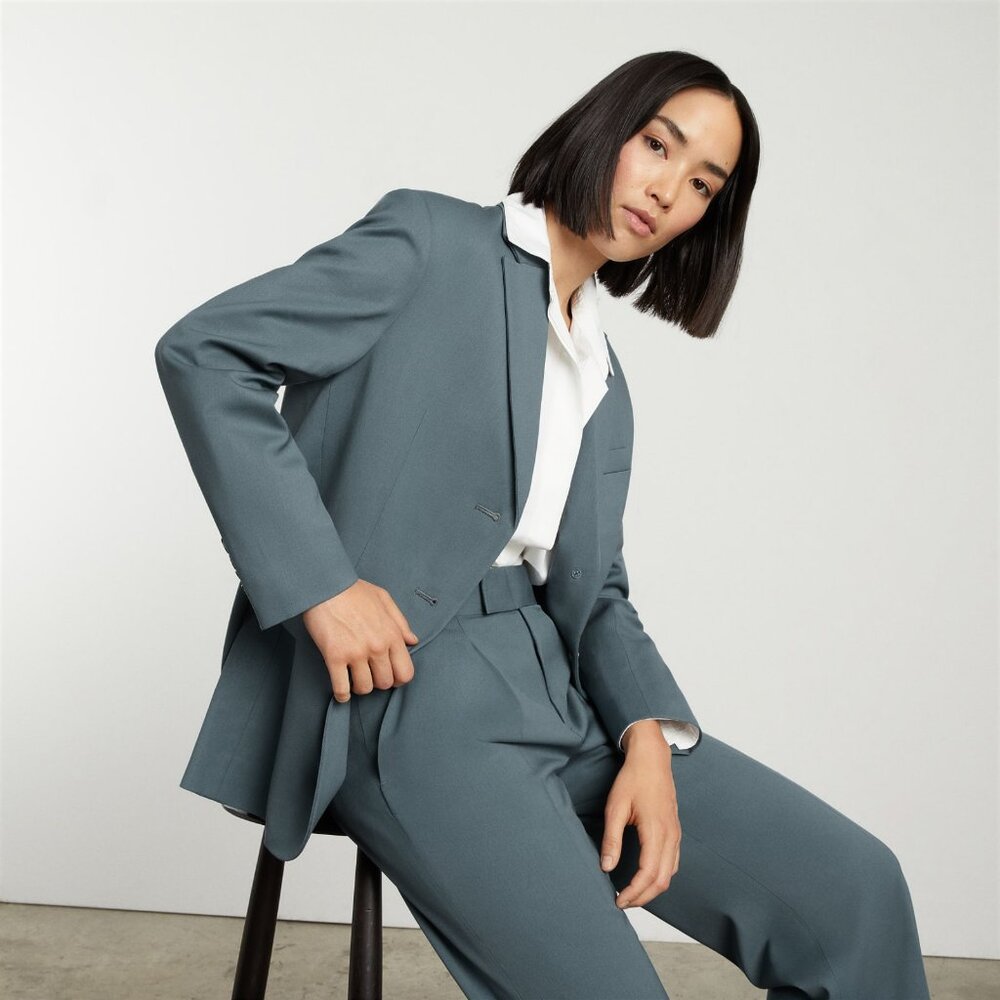 Everlane The ’80s Italian Wool Blazer Blue Base - Size 6